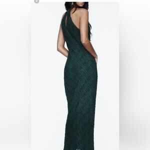 NWT Zara Dark Green Halter Maxi Dress- Elegant evening wear